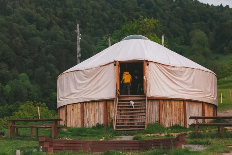 Dining in the yurt restaurant